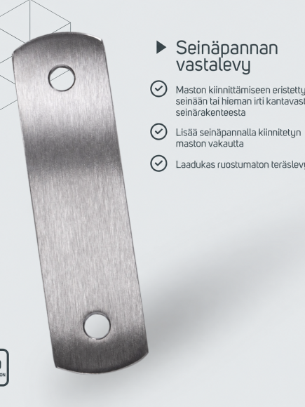 Seinäpannan vastalevy – tuotetiedot