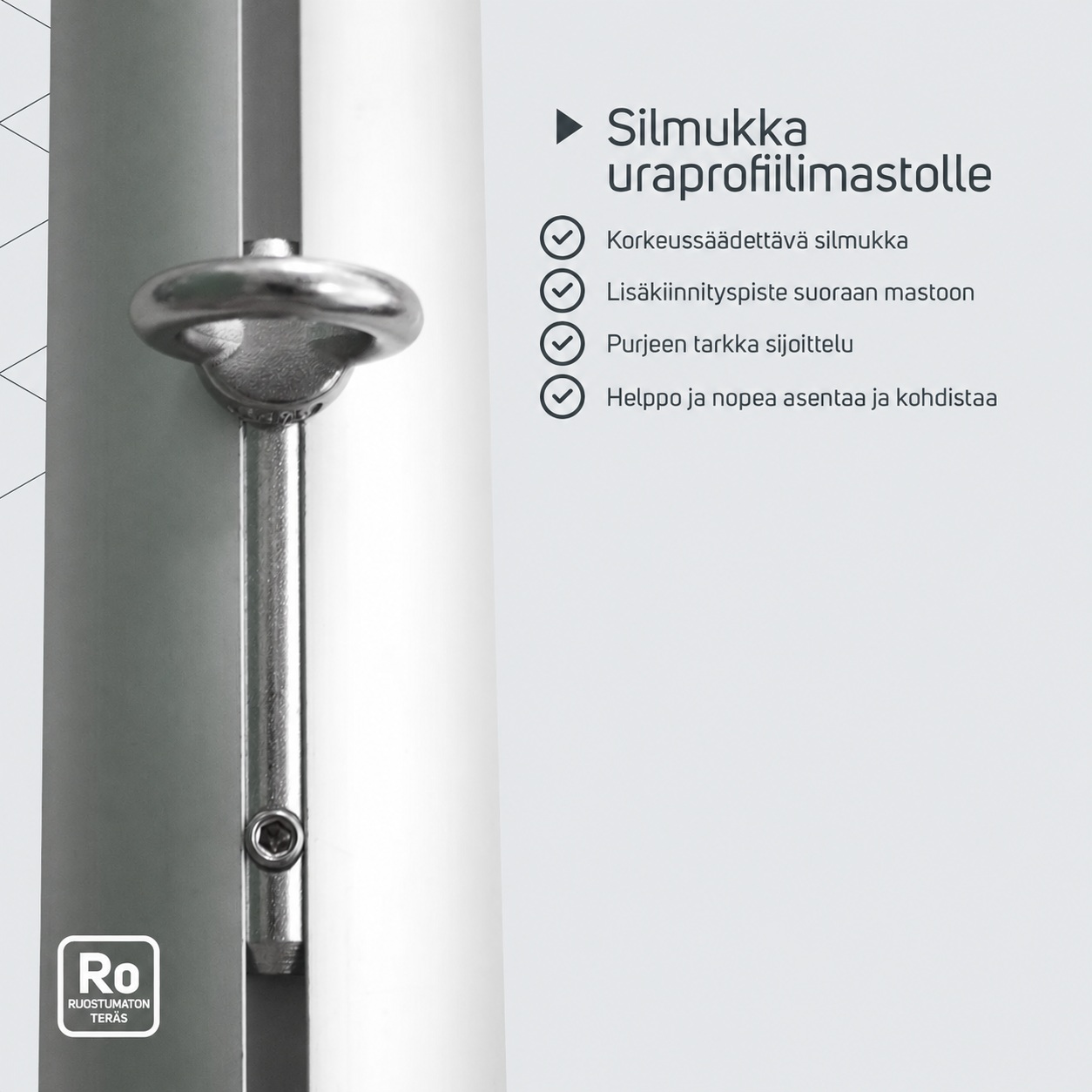 Säädettävä silmukka uraprofiilimastolle – tuotetiedot