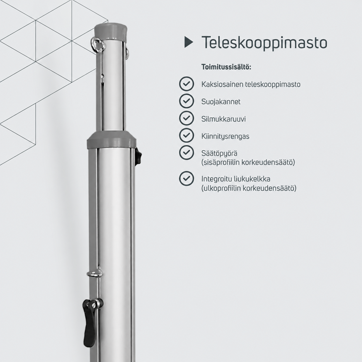 Teleskooppimasto 200–350 cm – tuotetiedot