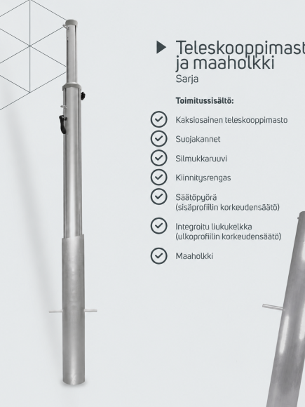 Teleskooppimasto maaholkilla – tuotetiedot