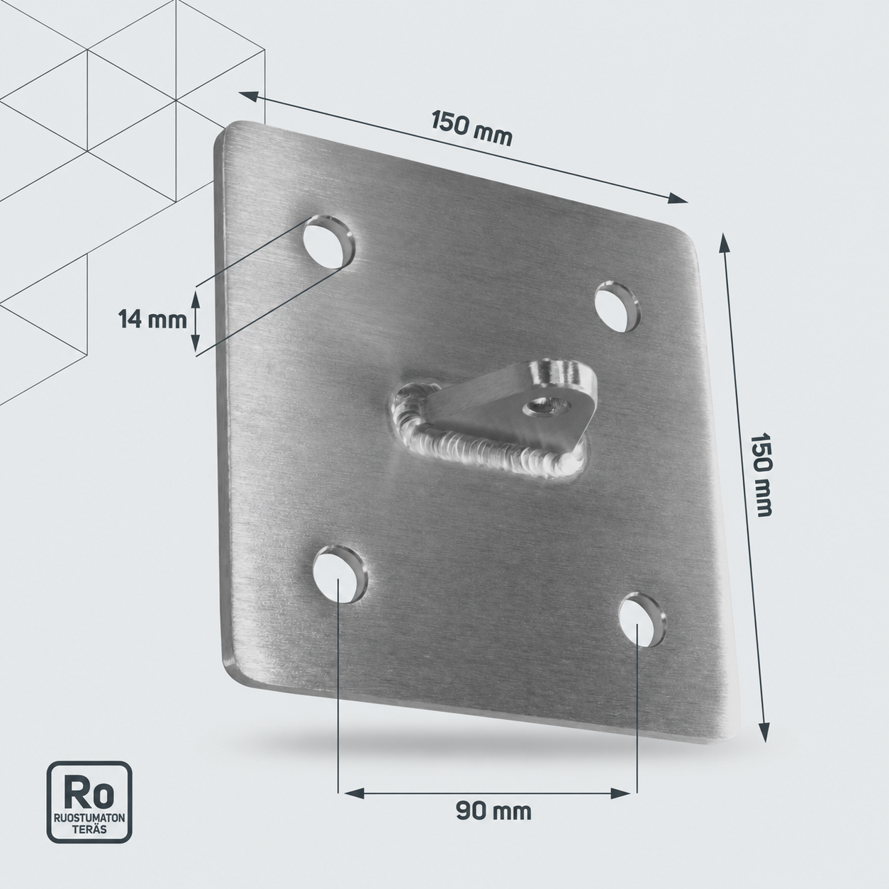 Seinälevy 150 × 150 mm – tuotetiedot