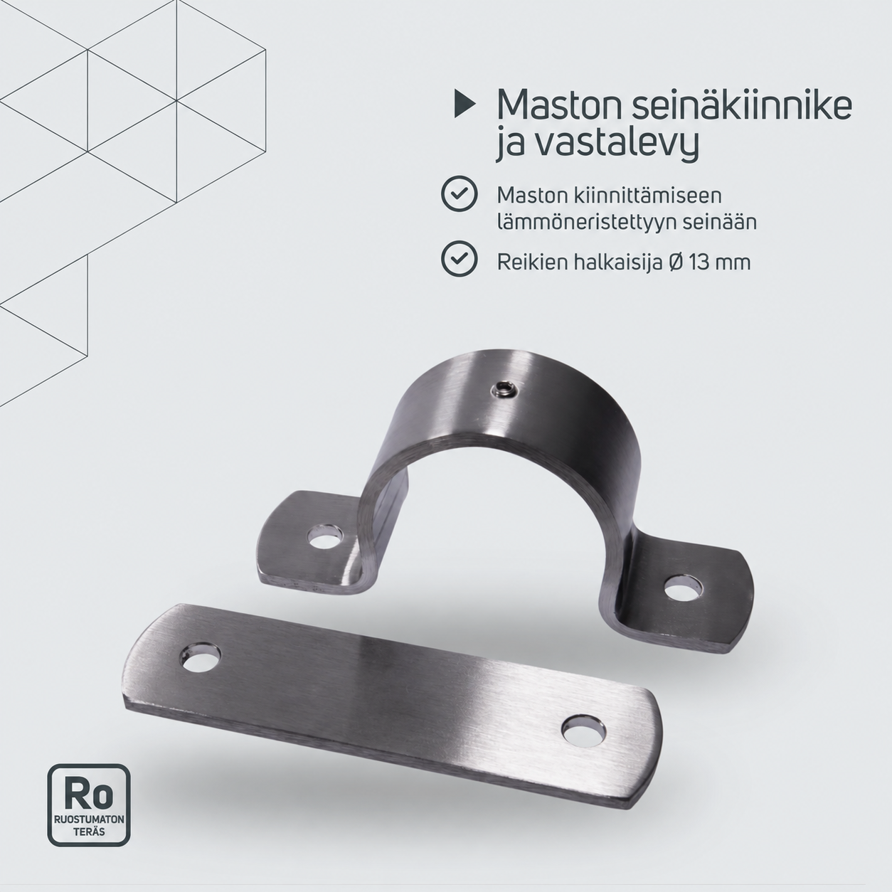 Maston seinäkiinnike pohjalevyllä – tuotetiedot