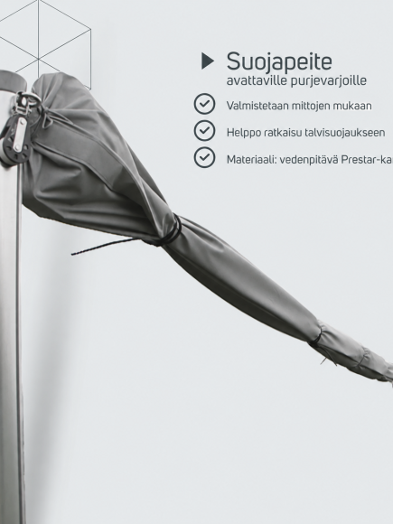 Mittatilaussuojus avattavalle purjevarjolle – tuotetiedot