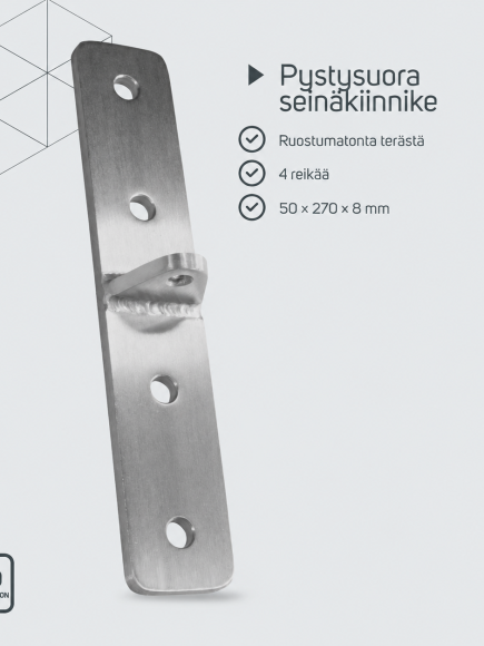 Pystysuora seinälevy 50 × 270 mm – tuotetiedot