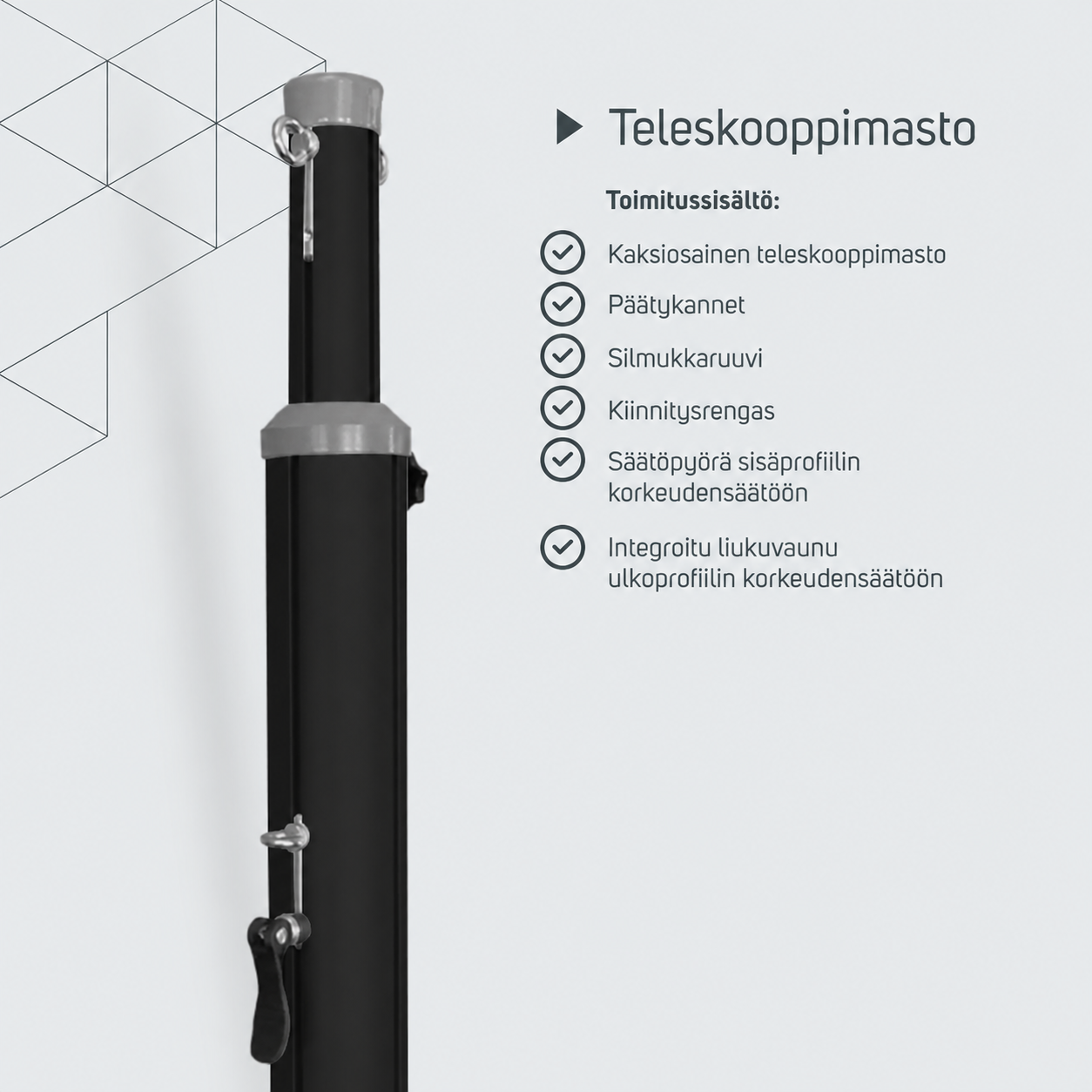 Teleskooppimasto 200–350 cm – tuotetiedot