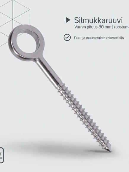 Ruostumaton silmukkaruuvi puulle ja kivirakenteille – tuotetiedot