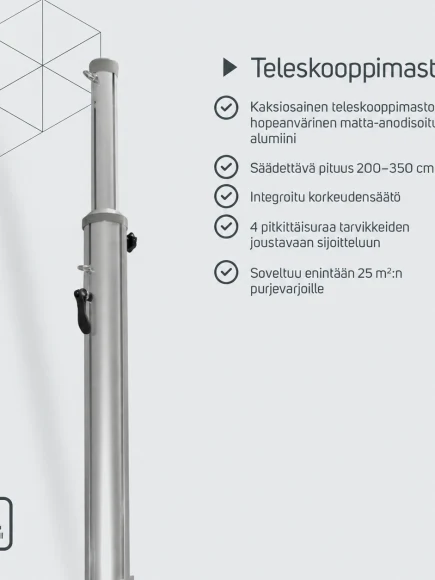 Teleskooppimasto 200–350 cm – tuotetiedot