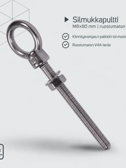 Ruostumaton silmukkapultti – tuotetiedot